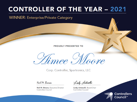 Winner: Enterprise/Private Category for Controller of Year Aimee Moore of Spartronics